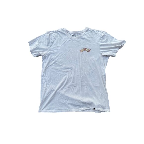 Hurley Mens White Graphic Tee L 100% Cotton Vintage-Inspired Design - Picture 1 of 7